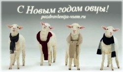 Открытка с поздравлениями на Новый год Овцы